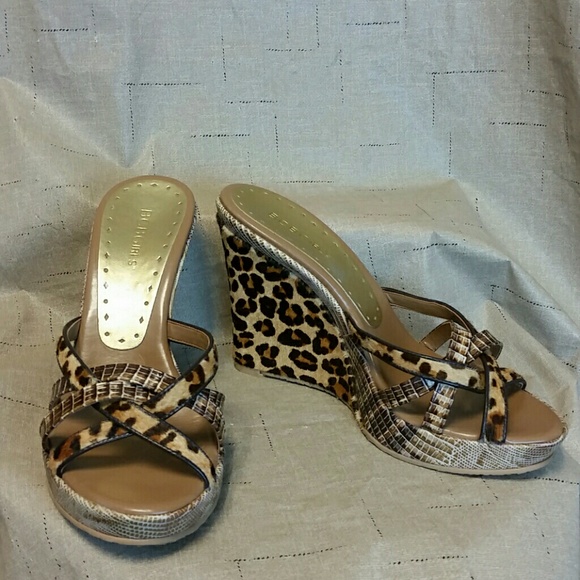 BCBGirls Shoes - BCBG Girls 7 Ponyhair & Leather Slide Wedge Sandal